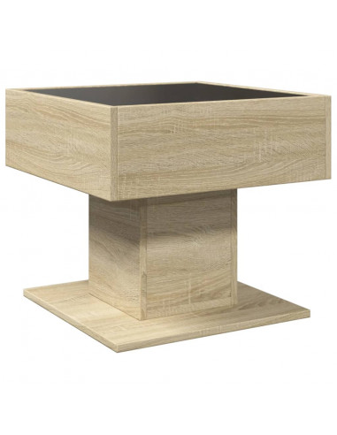 Tavolino Salotto con LED Rovere Sonoma 50x50x45 cm Multistrato