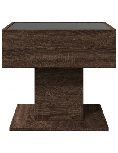 Tavolino Salotto con LED Rovere Marrone 50x50x45 cm Multistrato