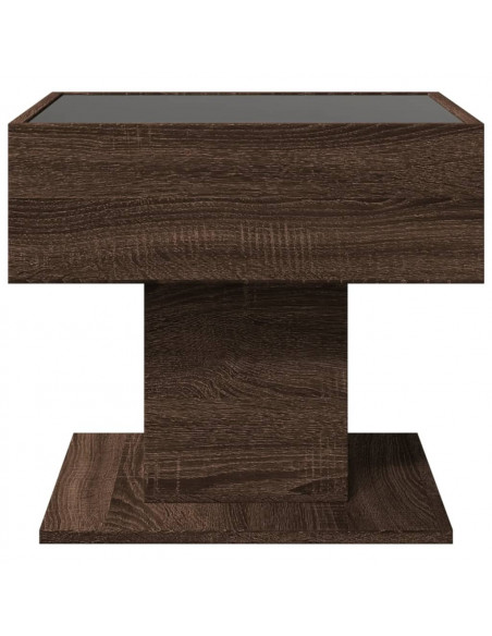 Tavolino Salotto con LED Rovere Marrone 50x50x45 cm Multistrato