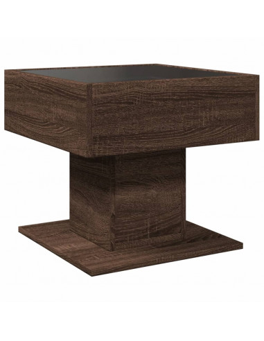 Tavolino Salotto con LED Rovere Marrone 50x50x45 cm Multistrato