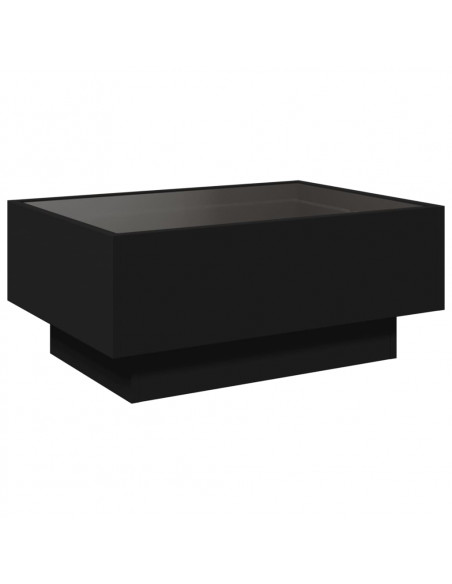Tavolino Salotto con LED Nero 70x50x30 cm Legno Multistrato