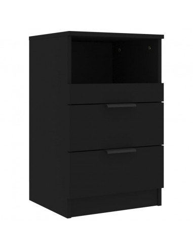 Comodini 2 pz Neri in Legno Multistrato