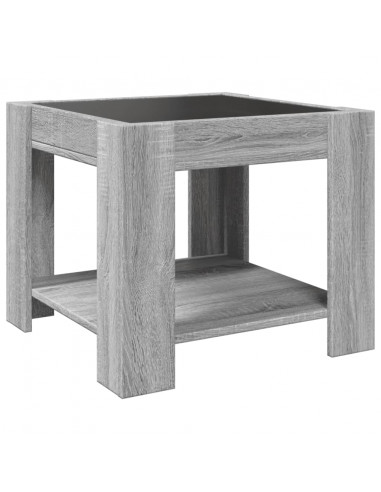 Tavolino Salotto con LED Grigio Sonoma 53x53x45 cm Multistrato