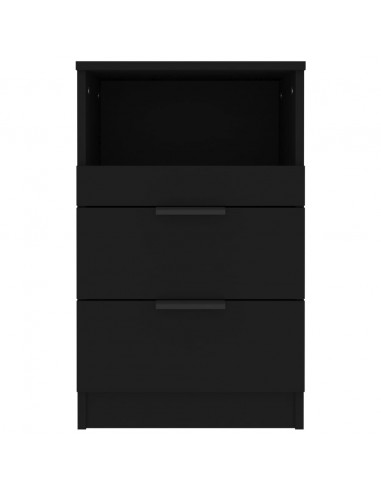 Comodini 2 pz Neri in Legno Multistrato