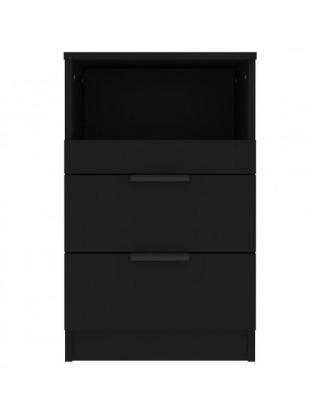 Comodini 2 pz Neri in Legno Multistrato