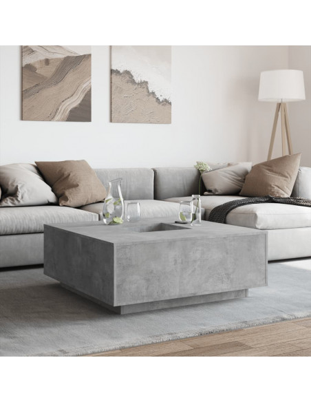 Tavolino Salotto Grigio Cemento 100x100x40 cm Legno Multistrato