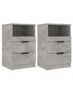 Comodini 2 pz Grigio Cemento in Legno Multistrato 2