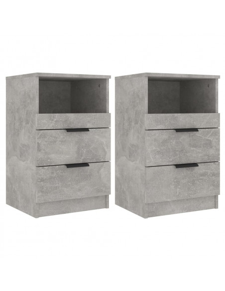 Comodini 2 pz Grigio Cemento in Legno Multistrato