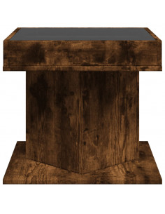 Tavolino Salotto con LED Rovere Fumo 50x50x45 cm Multistrato 2