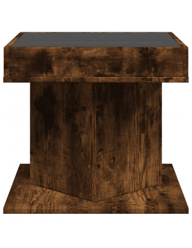Tavolino Salotto con LED Rovere Fumo 50x50x45 cm Multistrato