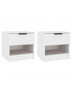 Comodini 2 pz Bianchi in Legno Multistrato 2