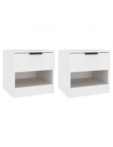 Comodini 2 pz Bianchi in Legno Multistrato