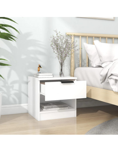 Comodini 2 pz Bianchi in Legno Multistrato