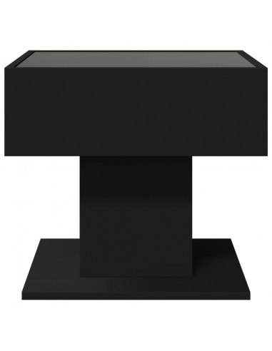 Tavolino Salotto con LED Nero 50x50x45 cm Legno Multistrato