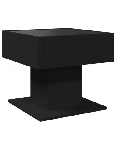 Tavolino Salotto con LED Nero 50x50x45 cm Legno Multistrato
