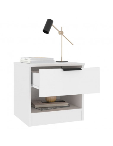 Comodini 2 pz Bianchi in Legno Multistrato