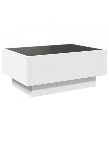 Tavolino Salotto con LED Bianco 70x50x30 cm Legno Multistrato