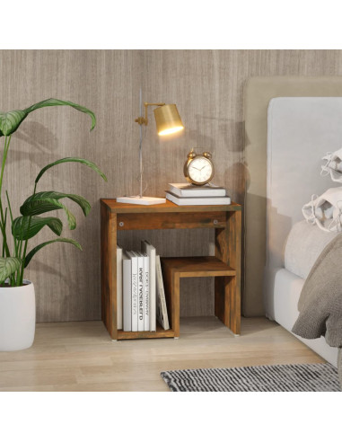 Comodino Rovere Fumo 40x30x40 cm in Legno Multistrato