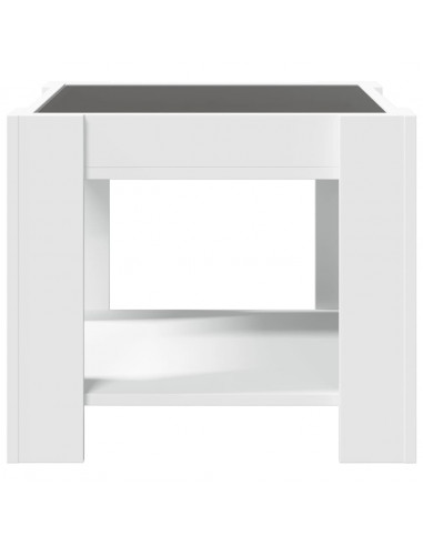 Tavolino Salotto con LED Bianco 53x53x45 cm Legno Multistrato