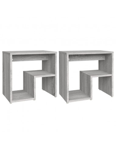 Comodini Grigio Sonoma 2 pz 40x30x40 cm in Legno Multistrato