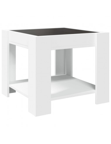 Tavolino Salotto con LED Bianco 53x53x45 cm Legno Multistrato