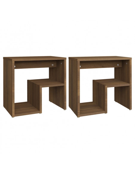 Comodini Rovere Marrone 2 pz 40x30x40 cm in Legno Multistrato