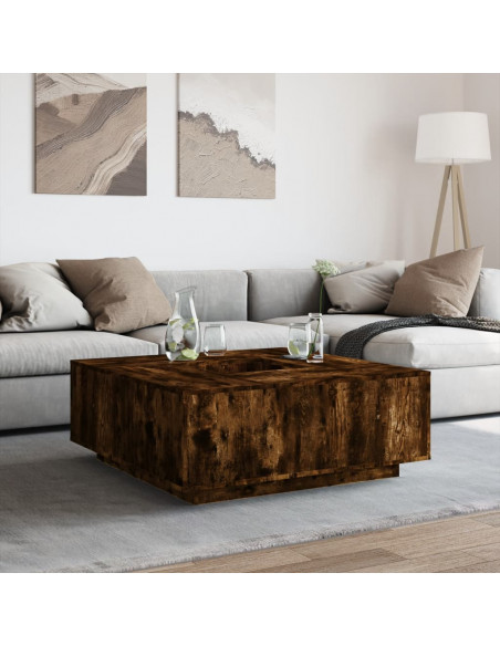 Tavolino da Salotto Rovere Fumo 100x100x40 cm Legno Multistrato