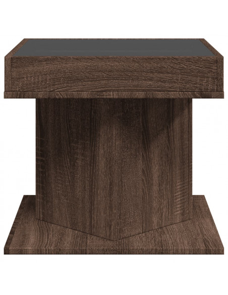 Tavolino Salotto con LED Rovere Marrone 50x50x45 cm Multistrato