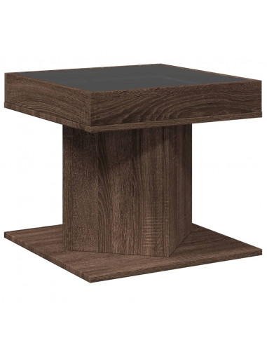 Tavolino Salotto con LED Rovere Marrone 50x50x45 cm Multistrato