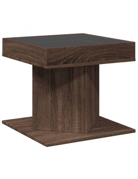 Tavolino Salotto con LED Rovere Marrone 50x50x45 cm Multistrato