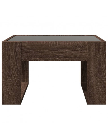 Tavolino Salotto con LED Infinity Rovere Marrone 50x53x30 cm