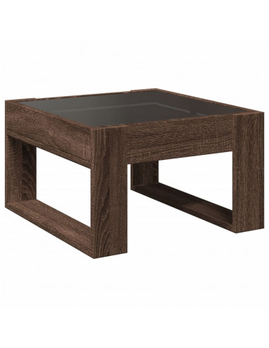 Tavolino Salotto con LED Infinity Rovere Marrone 50x53x30 cm