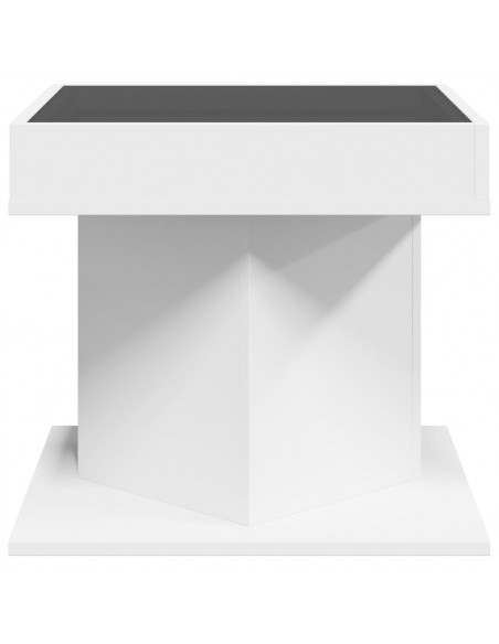 Tavolino Salotto con LED Bianco 50x50x45 cm Legno Multistrato