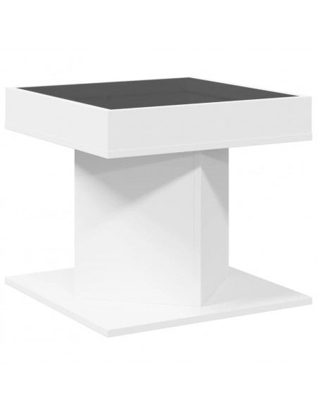 Tavolino Salotto con LED Bianco 50x50x45 cm Legno Multistrato