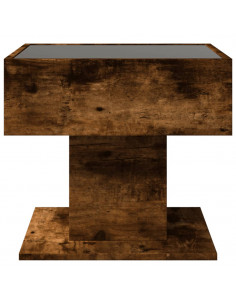 Tavolino Salotto con LED Rovere Fumo 50x50x45 cm Multistrato 2