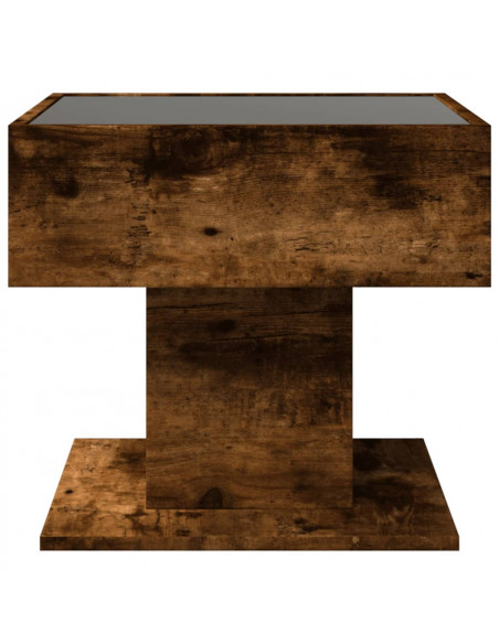 Tavolino Salotto con LED Rovere Fumo 50x50x45 cm Multistrato