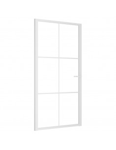 Porta Interna 102,5x201,5 cm Bianca in Vetro ESG e Alluminio 2