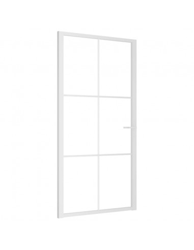 Porta Interna 102,5x201,5 cm Bianca in Vetro ESG e Alluminio