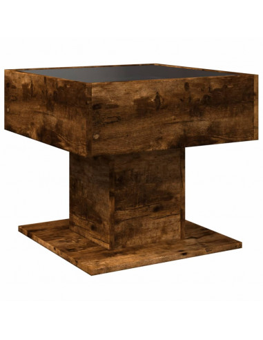 Tavolino Salotto con LED Rovere Fumo 50x50x45 cm Multistrato