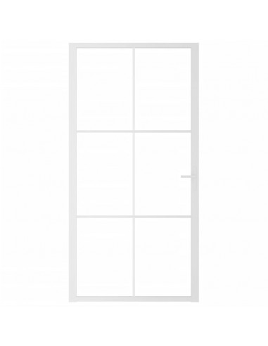 Porta Interna 102,5x201,5 cm Bianca in Vetro ESG e Alluminio