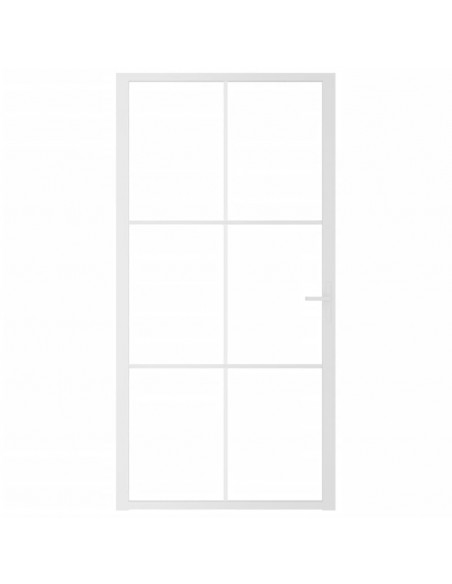 Porta Interna 102,5x201,5 cm Bianca in Vetro ESG e Alluminio