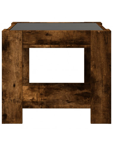 Tavolino Salotto con LED Rovere Fumo 53x53x45 cm Multistrato