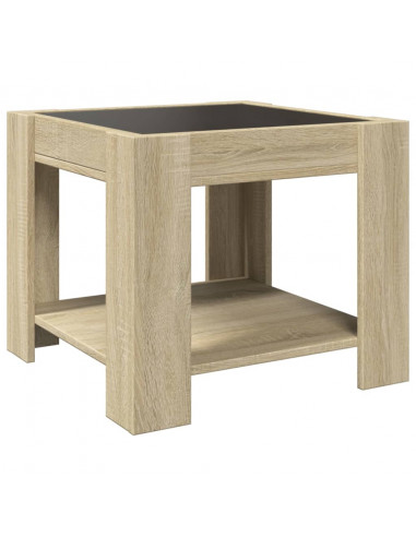 Tavolino Salotto con LED Rovere Sonoma 53x53x45 cm Multistrato