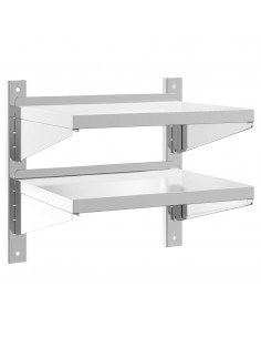 Mensola Muro 2 Ripiani 50x40x60cm Argento Acciaio Inossidabile 2