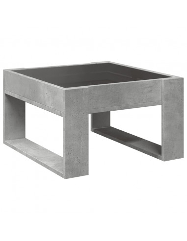 Tavolino Salotto con LED Infinity Grigio Cemento 50x53x30 cm