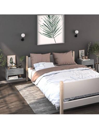 Comodino a Muro Grigio Sonoma