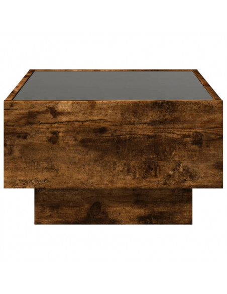 Tavolino Salotto con LED Rovere Fumo 70x50x30 cm Multistrato