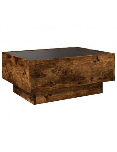 Tavolino Salotto con LED Rovere Fumo 70x50x30 cm Multistrato
