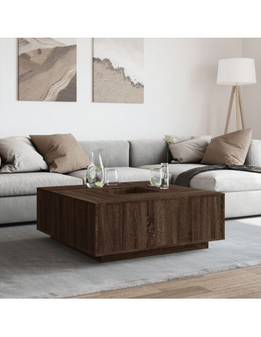 Tavolino Salotto Rovere Marrone 100x100x40 cm Legno Multistrato