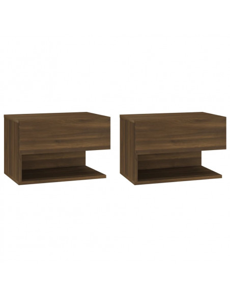 Comodini a Muro 2 pz Rovere Marrone